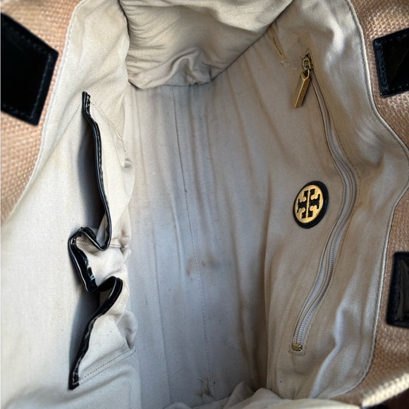 Tory Burch Ella Straw Rafia & Black Patent Trim Tote in VGUC - Picture 14 of 16